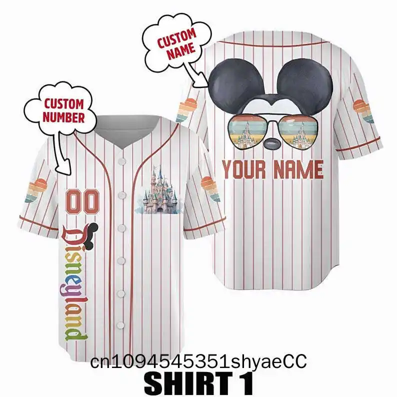 Custom Mickey Mouse Baseball Jersey, Mickey Baseball Shirt, Disney Baseball Jersey, Mickey Mouse Tee, Gift for Disney Fans