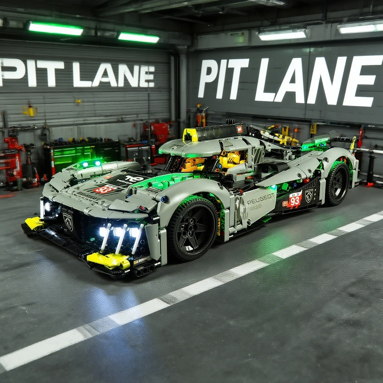 (لا تشمل اللبنات) أضواء LED لتقنيات 42156 بيجو 9X8 24H لو مان الهجين Hypercar سباق السيارات أضواء الزخرفية #1