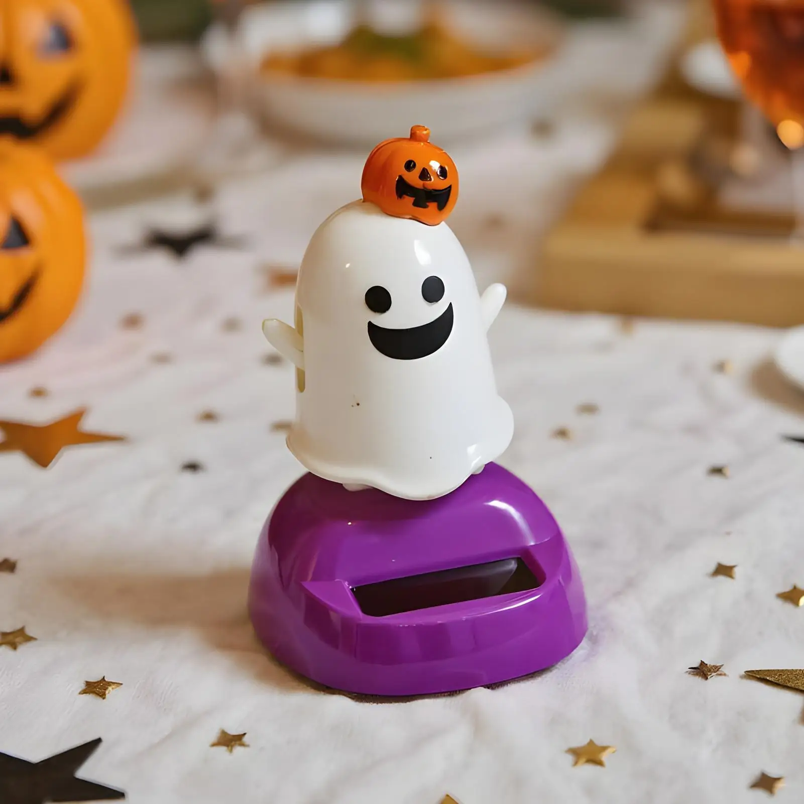 

new Car Dashboard Figurines Halloween Solar Swinging Ghost Pumpkin Figurines Automotive Interior Accessories Auto Rocking Doll