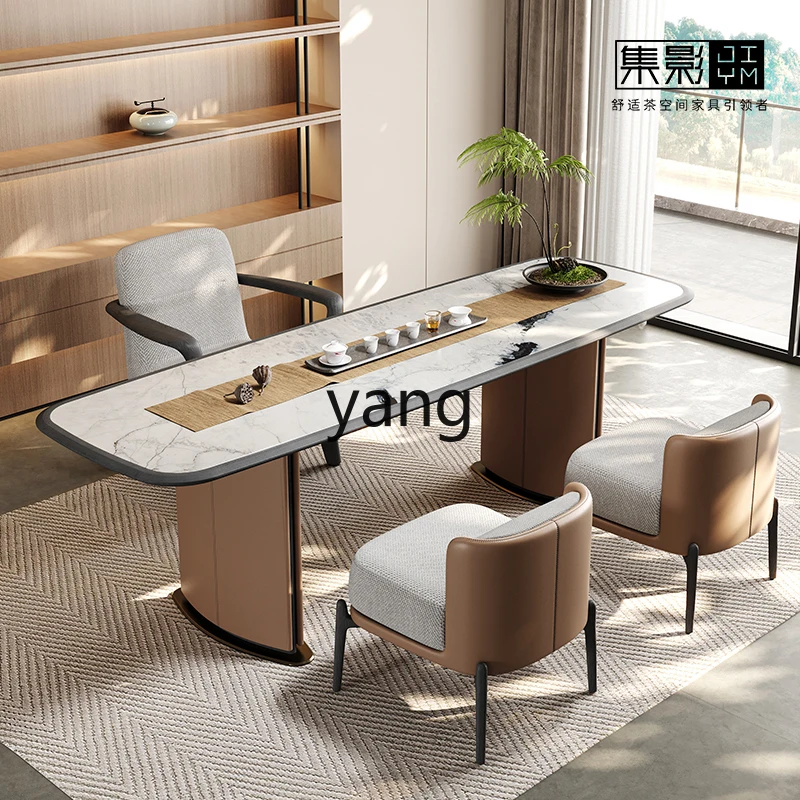 LTT balcony solid wood tea table marble tea table home office tea table simple and modern