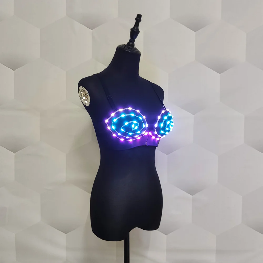 Colorful LED light bra Jazz Bar Ds Rechargeable new sexy Dj Bikini Nightclub Halloween Dancers Group Dance lingerie costumes