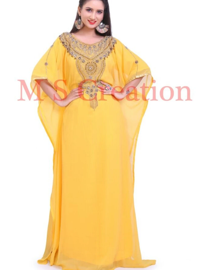 DUBAI ARABIAN MOROCCAN KAFTANS ABAYA FARASHA DRESS FANCY LONG GOWN