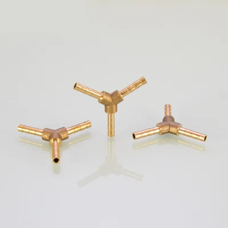 1pc Brass Barb Pipe Fitting Y Type 3 Way Tee Connector For 4mm 5mm 6mm 8mm 10/12/14/16/19/25mm Hose Copper Pagoda Tube Fittings