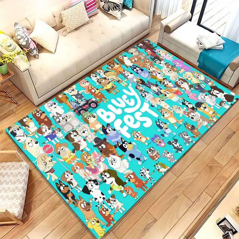 Cartoon Blue Dog Puppy Bingo Soft Non-Slip Large Area Rug for Living Room,Bedroom Playroom Carpet Mat for Sofa,Home Decor Gift