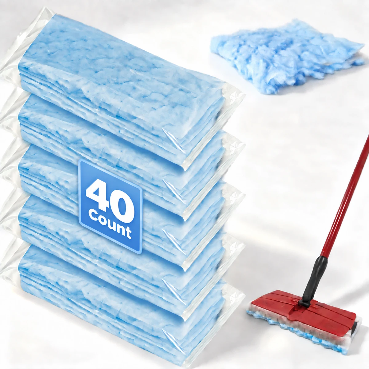 40 Count Electrostatic Dry Sweeping Cloths for Pet Hair, Thick 9g Disposable Mop Pads, Dry Dusting Refills, 10.43 X 8.66 Inch