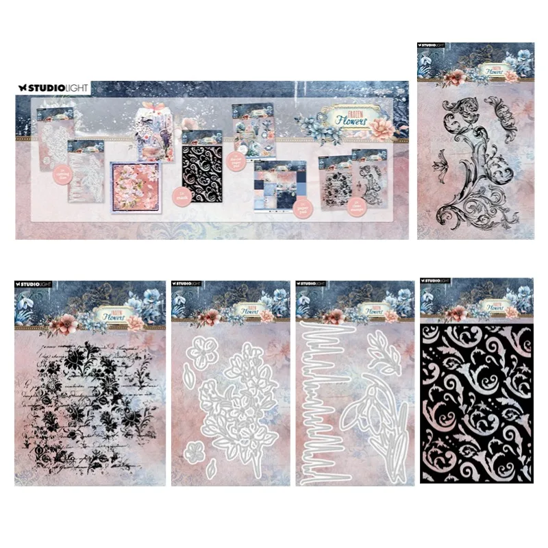 Frozen flowers Snowdrop Blossoms Ornamental Metal Cutting Dies Silicone Stamps Scrapbooking Stencil Photo Album Card DIY Paper