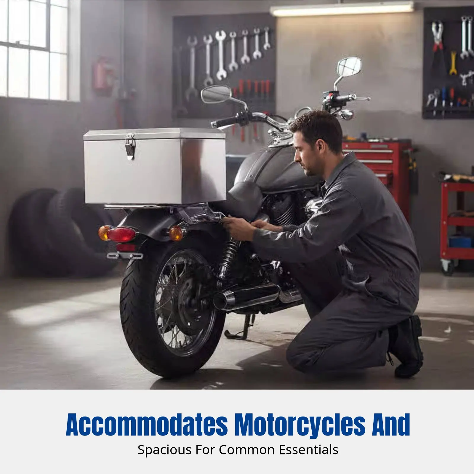 

Thickened Stainless Steel Tail Box, Universal Waterproof Trunk for Motorcycle, E-bike, Large Delivery Tool Case