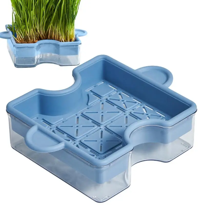 

Catnip Cat Grass Box Puzzle Design Catnip Planter with Double Layer Multifunctional Soilless Planting Box Hydroponics Cat Grass