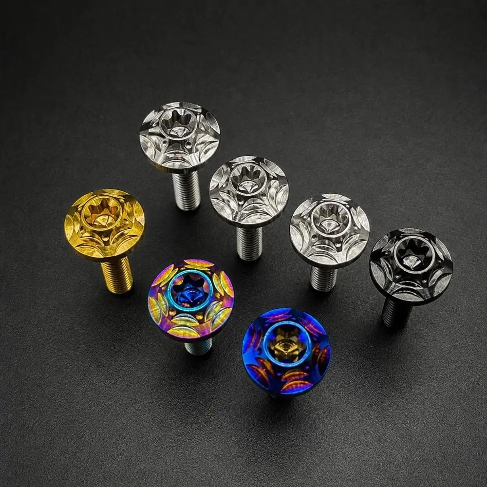 Durable Titanium Titanium Bolts Inner Plum Shape M5/M6 x15mm Dished Screws Multi Color Motorcycle Screw