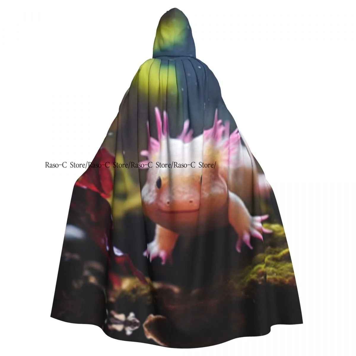 Long Cape Cloak Axolotl The Aquatic Wonder Thrives Hooded Cloak Coat Autumn Hoodies