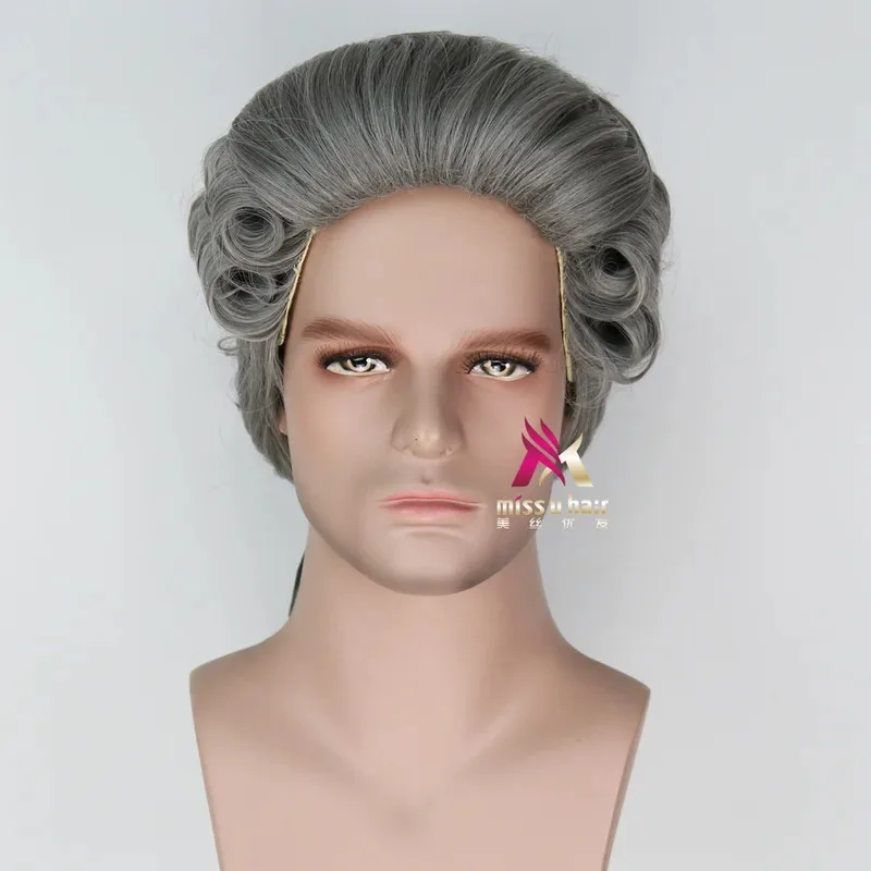 CyJudge perruque Halloween spectacles théâtrales historique mélodame avocat pianiste jouant cour montrer une perruque bouclée accessoires de Cosplay