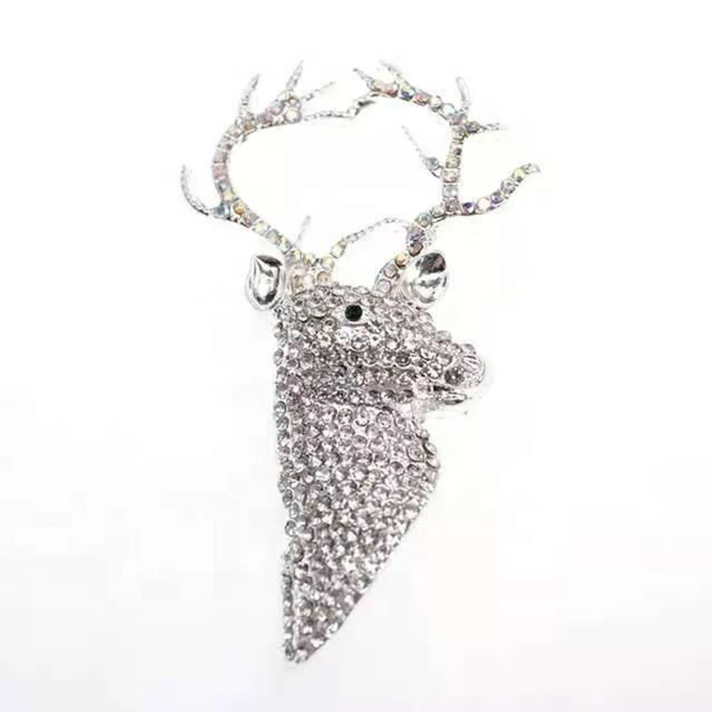 

20/30PCS Rhinestone Christmas Deer Brooches Large Alloy Crystal Clear Reindeer Shape Brooch Pin Animal Lapel Pin For Gift