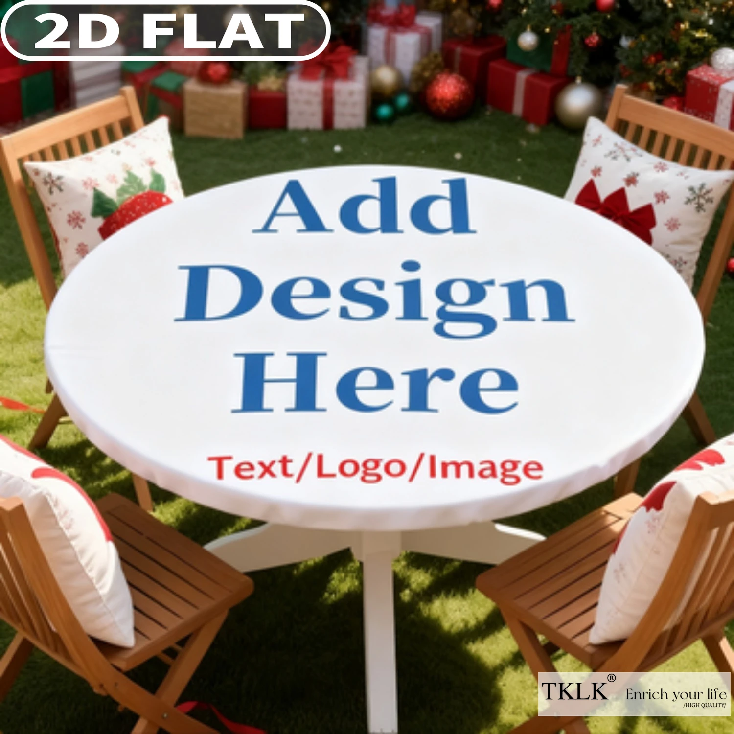 

1pc Custom Round Tablecloth with Elastic Edge, Personalized Table Cover with Your Design, Circular Table Decor,Multi Size