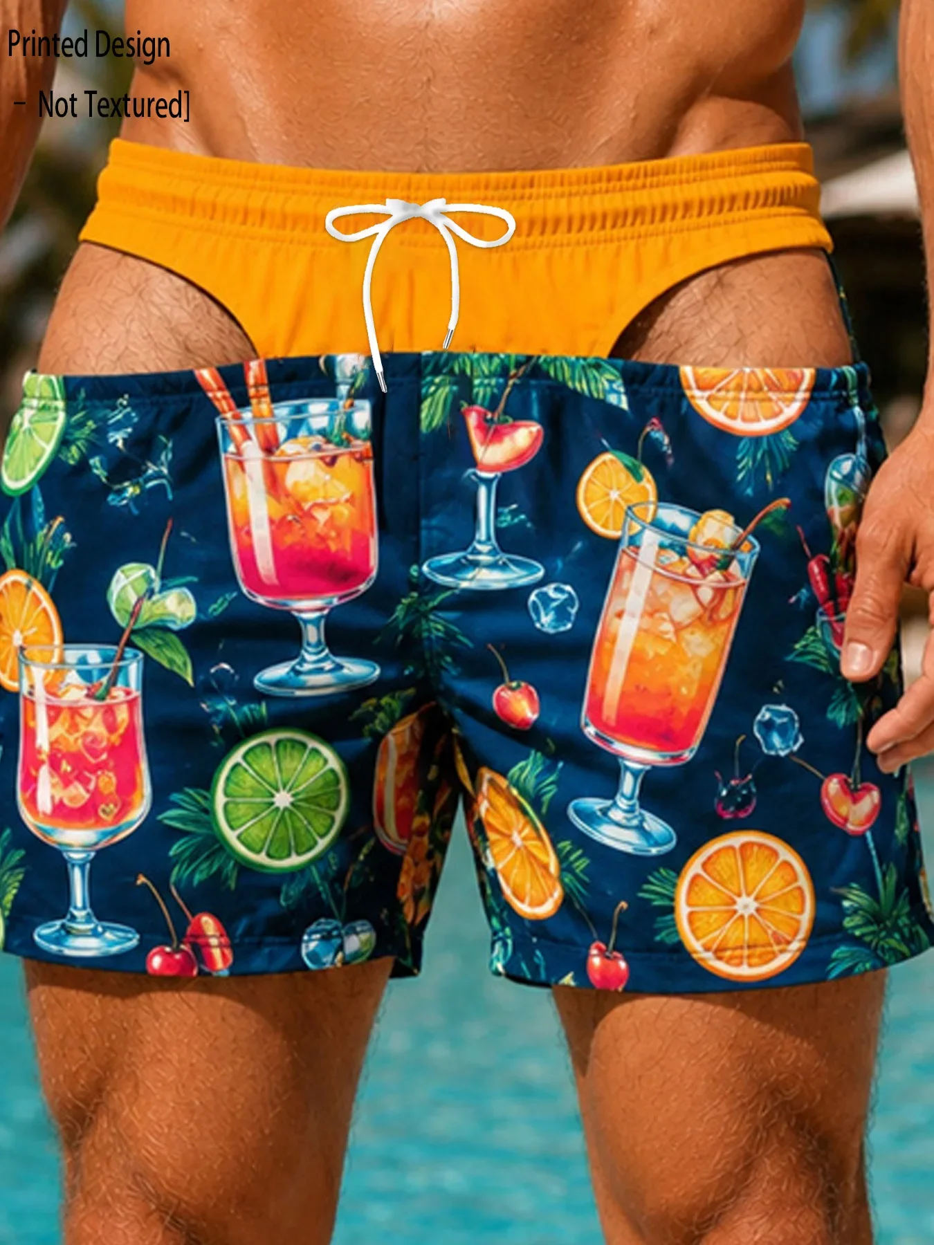 Men Summer Quick Dry Board Shorts Humor Illusion Fake Ripped Design Halloween Skull RIP Tombstone Hibiscus Print Party Swim