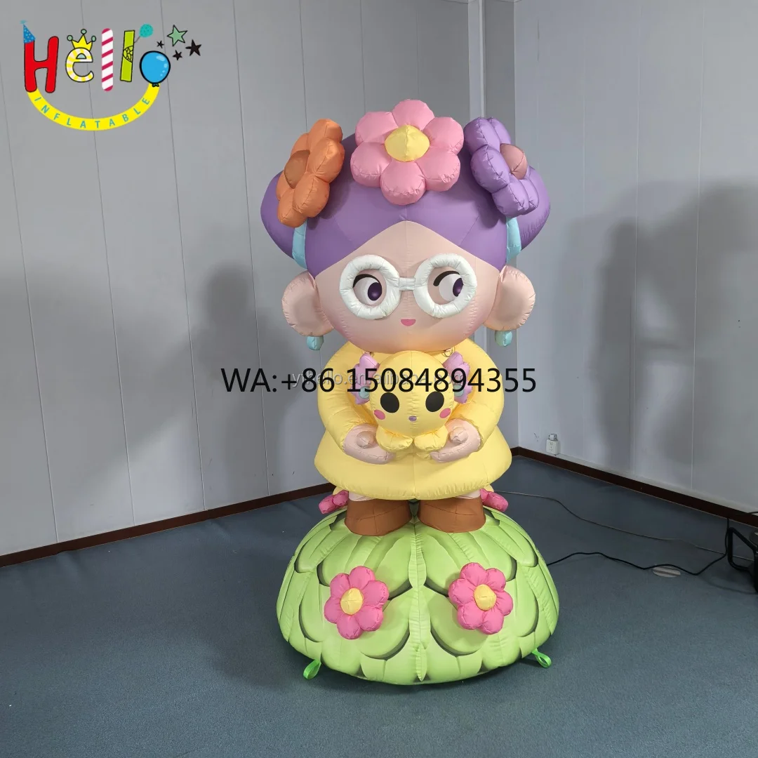 Cute Beautiful Advertising  Built-in Fan Inflatable Cartoon Girl