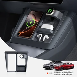 YZ For Tesla Model 3 Y Highland Juniper Wireless Charging Protective Frame Mobile Phones Headphones Watches Non-Slip  Limiter