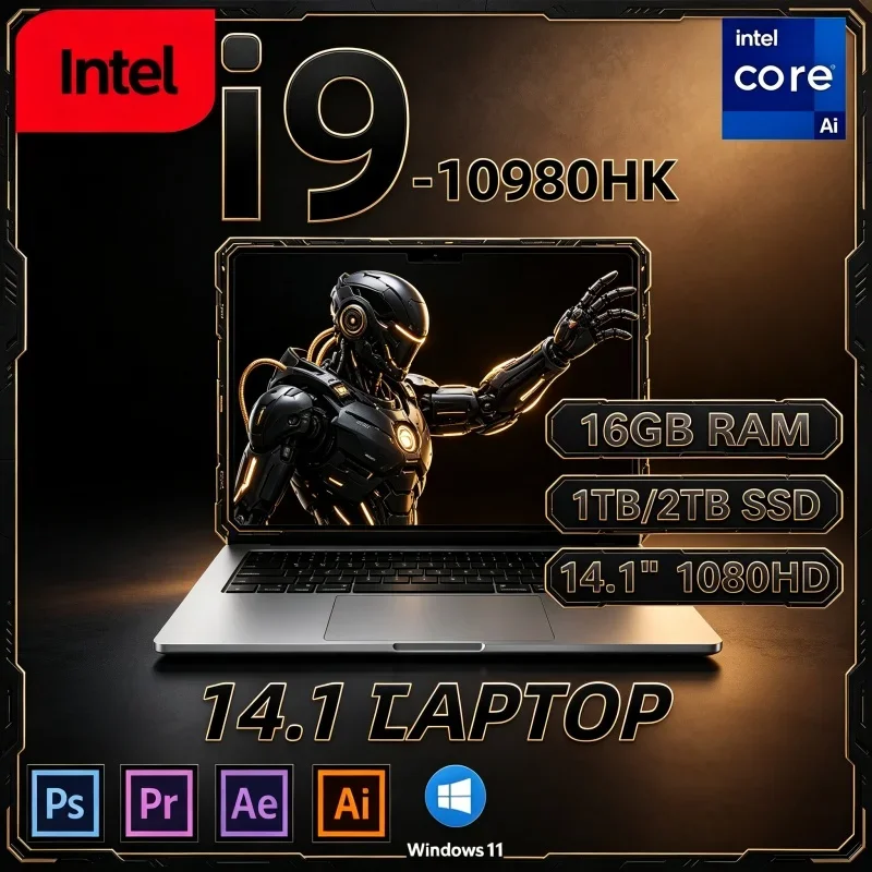 14.1 Inch 2026 Gaming Office Notebook Intel I9‑10980HK 16GB 32GB 2TB SSD Windows 11 Laptop