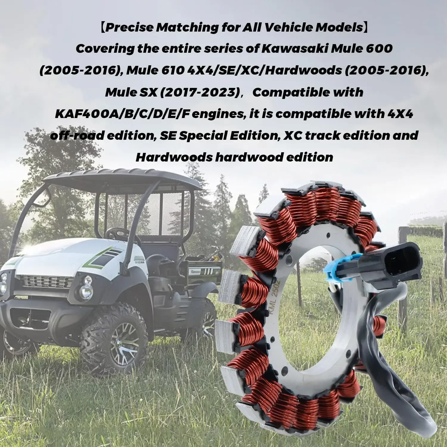 59031-2132 Stator Magneto Coil Compatible with Kawasaki Mule 600/610 KAF400 4X4/SE/XC Repl. #59031-7016