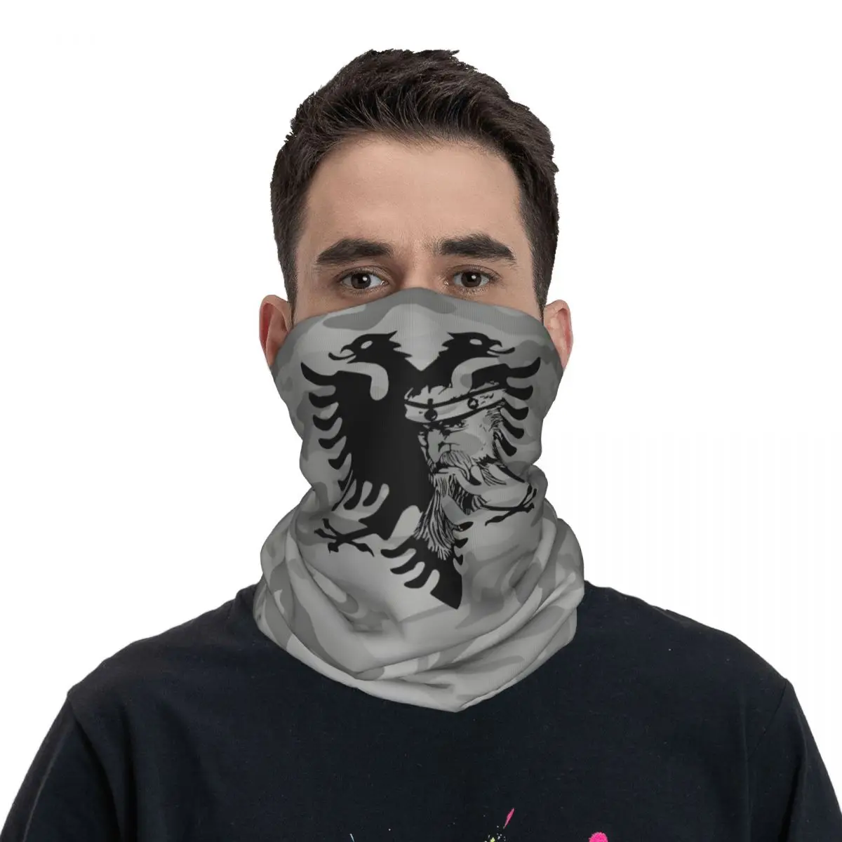 Hero Bandana Neck Gaiter Printed Motorcycle Motocross Albanian Eagle Face Scarf Cycling Scarf Hiking Unisex Adult Washable