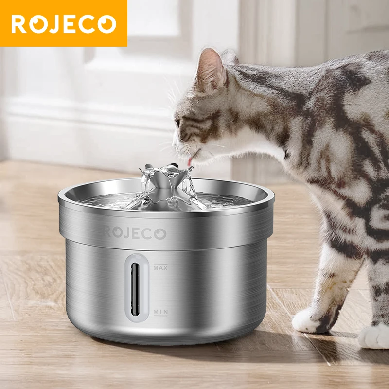 ROJECO Stainless Steel Pet Drinking Fountain Automatic Cat Water Fountain  Smart Pet Water Dispenser for Dog Cat Drinking Supply - AliExpress 15