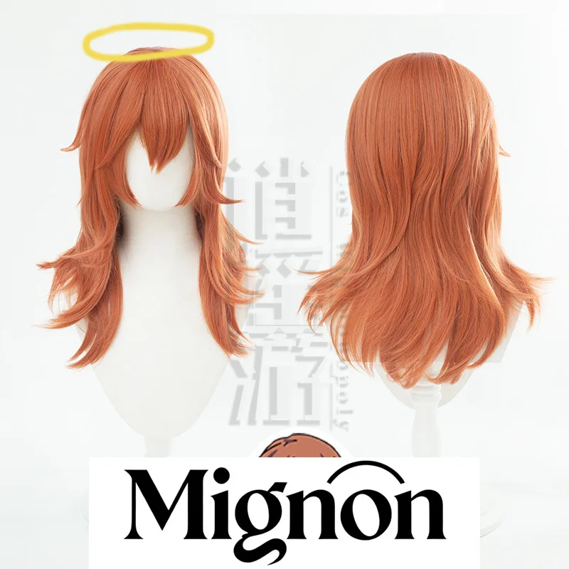 วิกผมคอสเพลย์ Chainsaw Man Angel Devil แบบมีเลเยอร์ ดัดงอนขึ้นสีส้มน้ำตาลพิเศษ ของขวัญวันฮาโลวีน