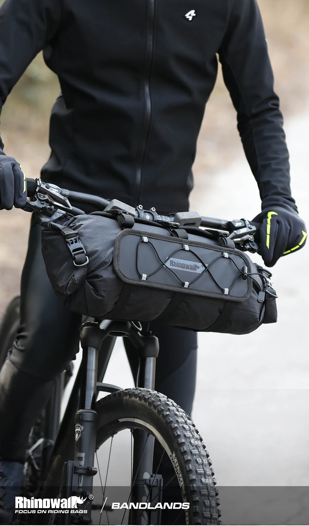 Rhinowalk Fahrrad-Lenkertasche, 12 l, wasserdichtes Fahrradhalter-Set, Fahrradtaschenbasis mit austauschbarer innerer Trockentasche, Gepäckaufbewahrung – Detail 3