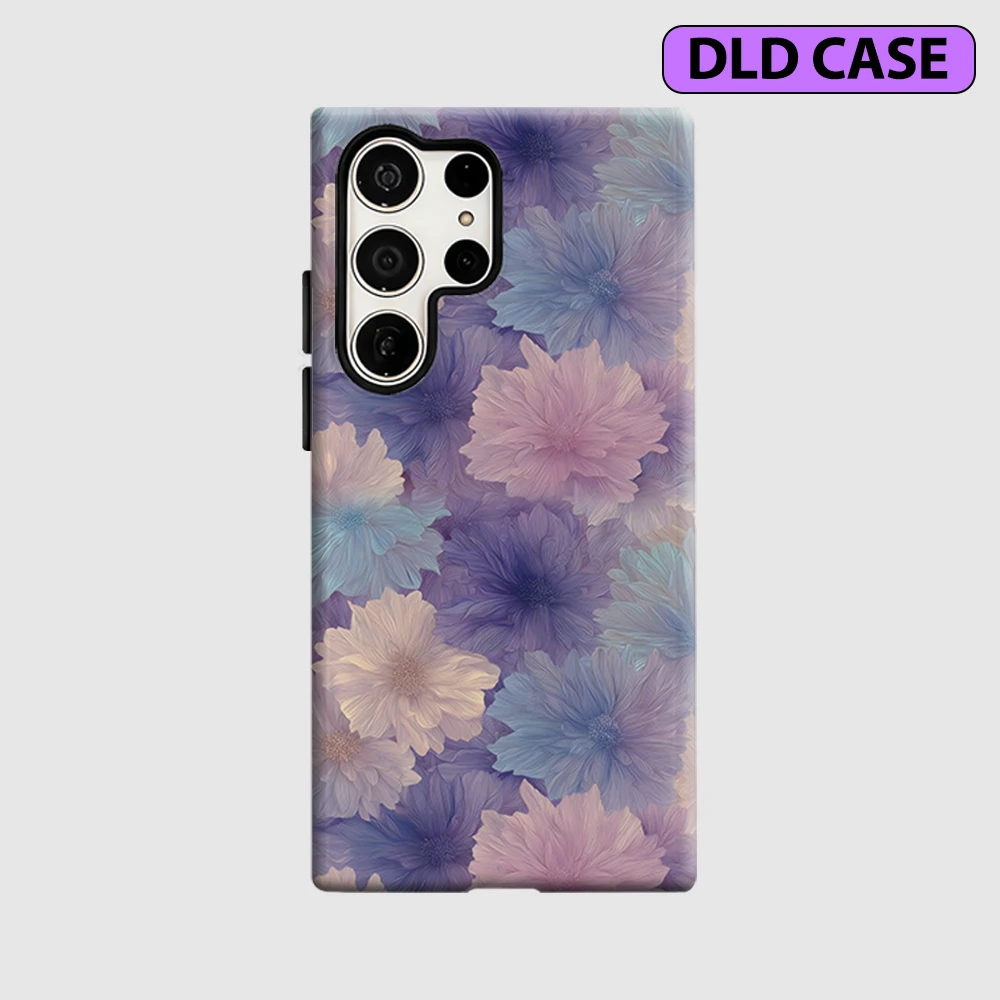 Pastel Petal Mosaic Phone Case for Samsung Galaxy S26 S25 Ultra S24 S23 Ultra Plus Shockproof Double Layer Tough Back Cover