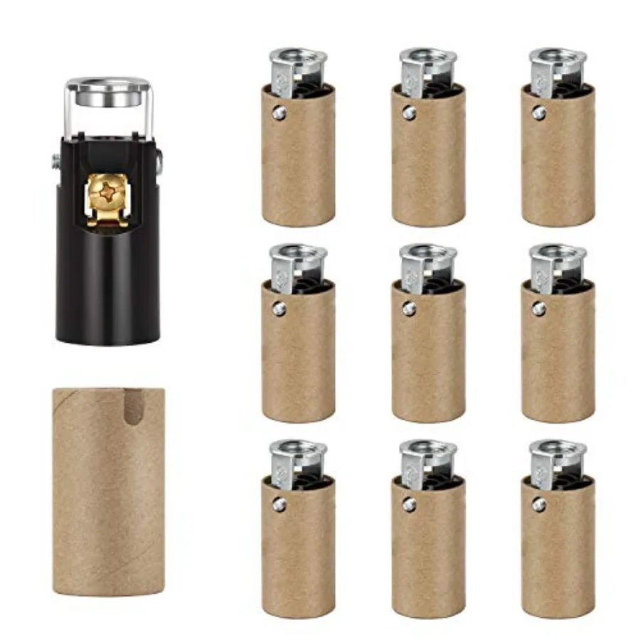 E12 LED Light Bulb Socket, Candelabra Base Socket Replacement, Chandelier Candle Lamp Holder Parts with Cardboard Insulator, Ke