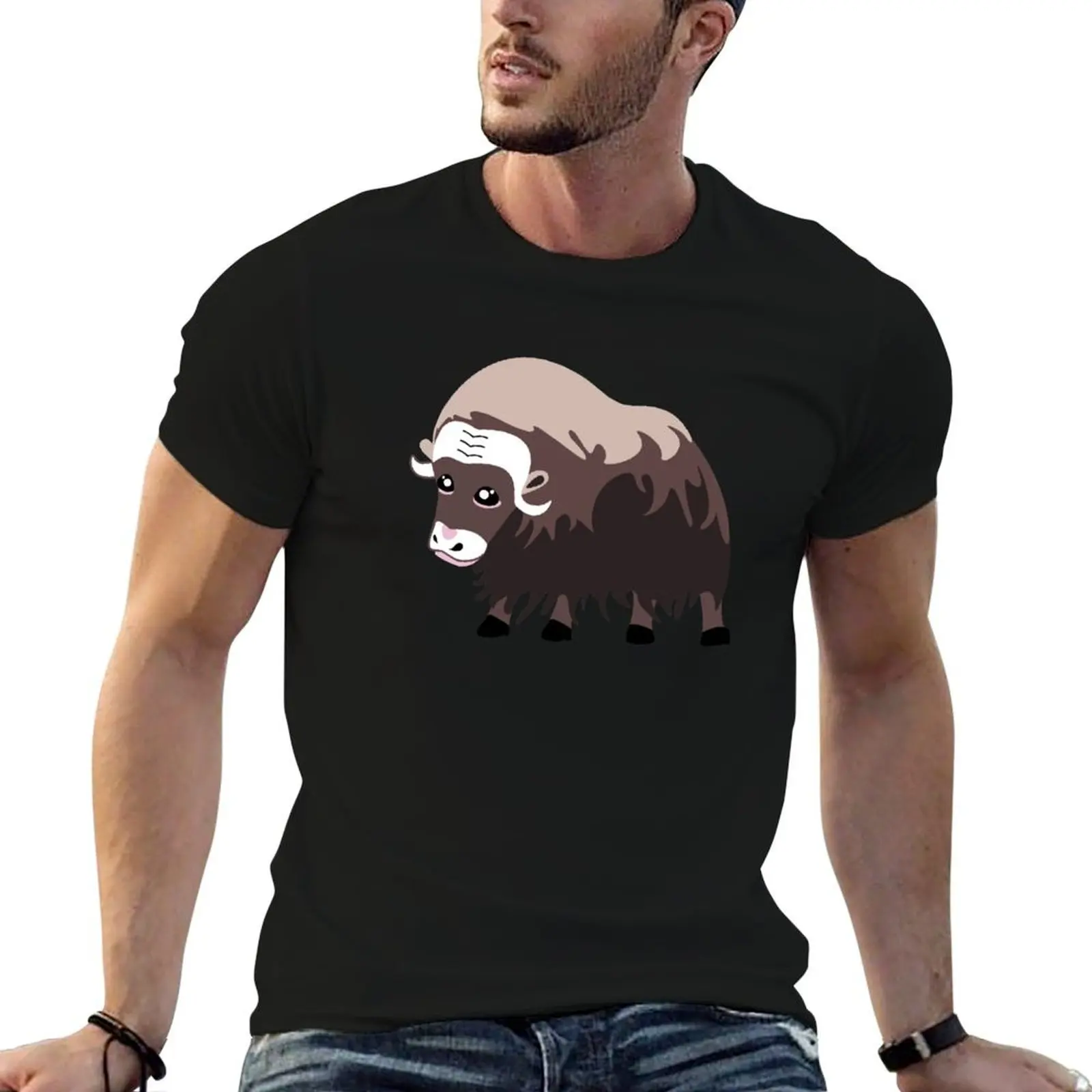 Muskox, buey musk y musk-ox, camiseta de animales salvajes del polo del norte, camiseta de anime, camiseta gráfica, camisetas de algodón para hombres