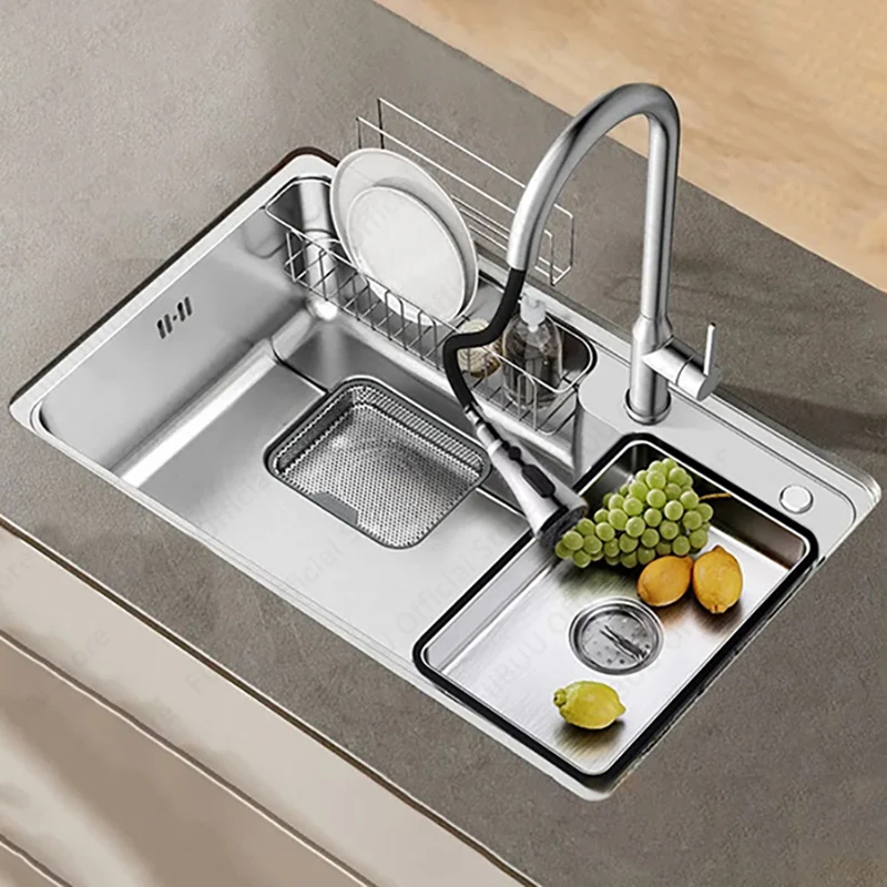 

Multifunctional Kitchen Sink Single Vegetable Bowl 304 Stainless Steel Thickened Handmade Sink Wash/Cut/Drain in One Full Set