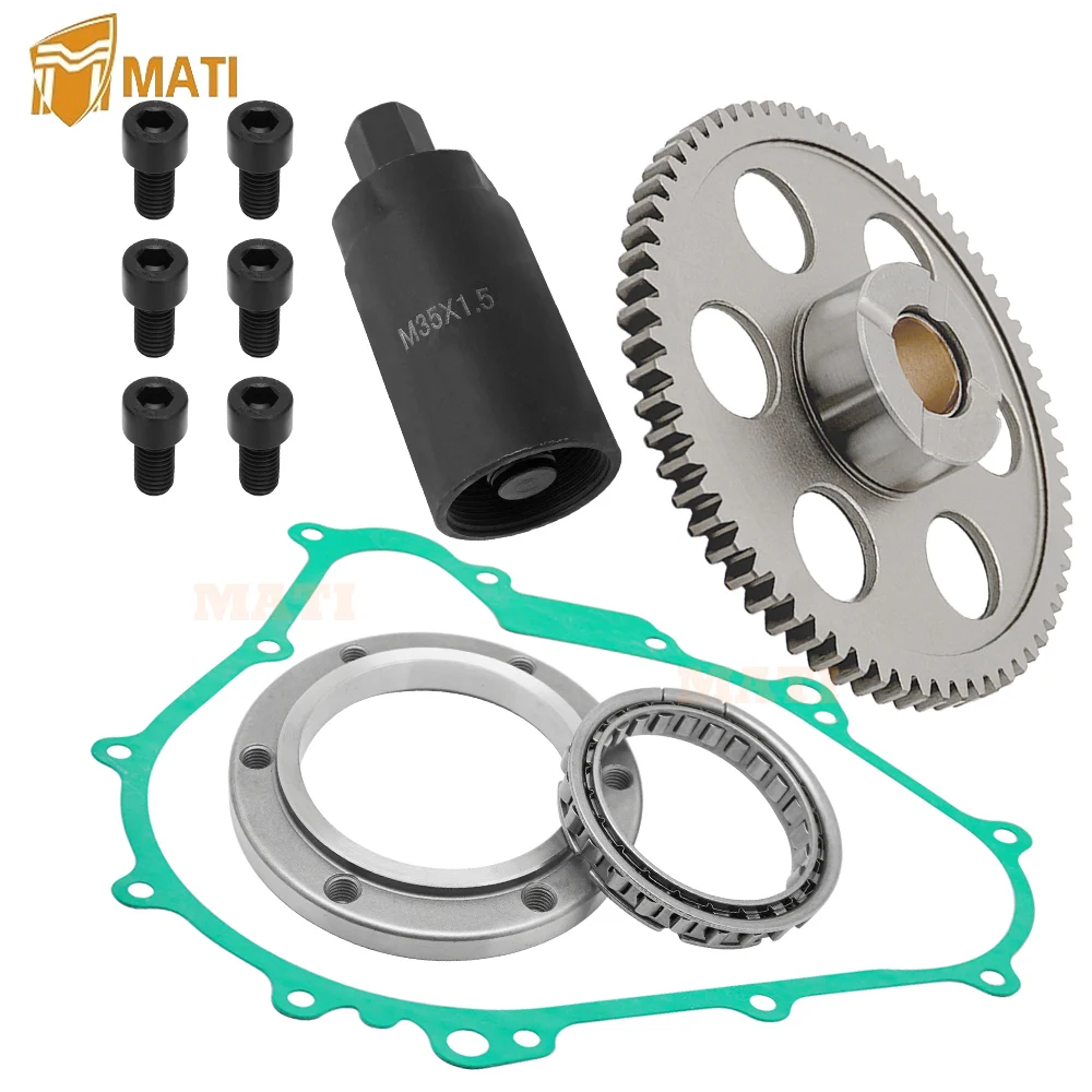 

Starter Starting Clutch One Way Gear Bearing Gasket Flywheel Puller Kit for 2000-2022 Yamaha Grizzly 400 450 Kodiak 400 450