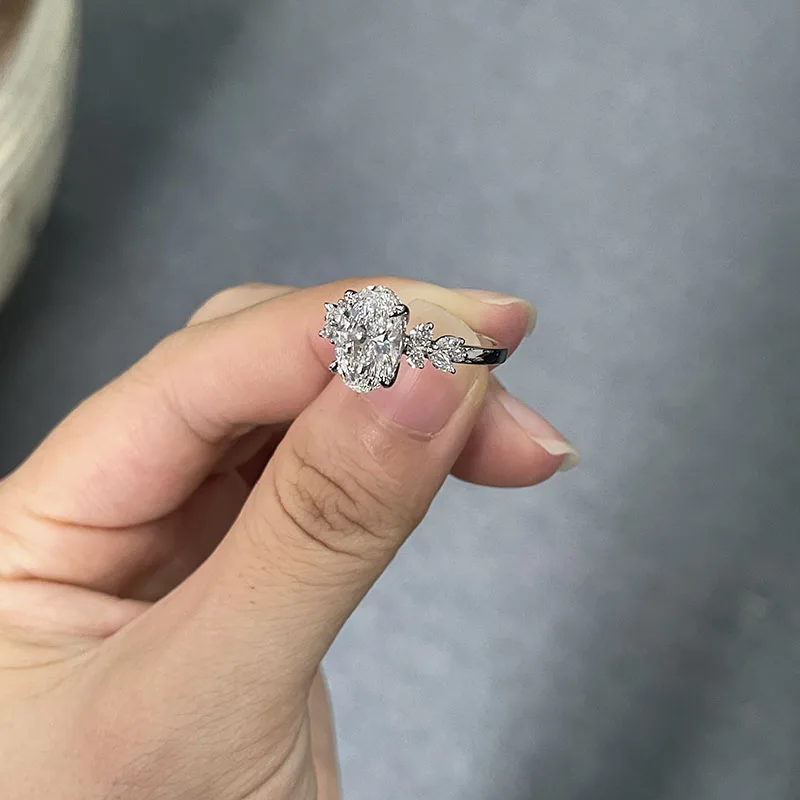 High End Luxury Oval Cut 3 Carat Lab Grown Diamond IGI Certified DEF VS VVS Solid 950 Platinum Engagement Ring Fine Bridal Jewel