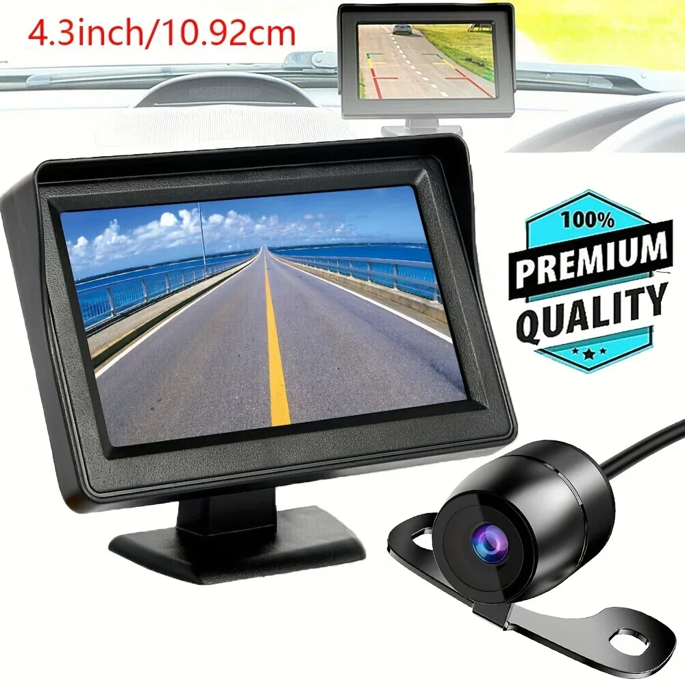 Backup Camera 4.3 Inch  Monitor Kit Car Universal Wired Night Vision Parking System Colored LCD Display R for Pickups, SUV