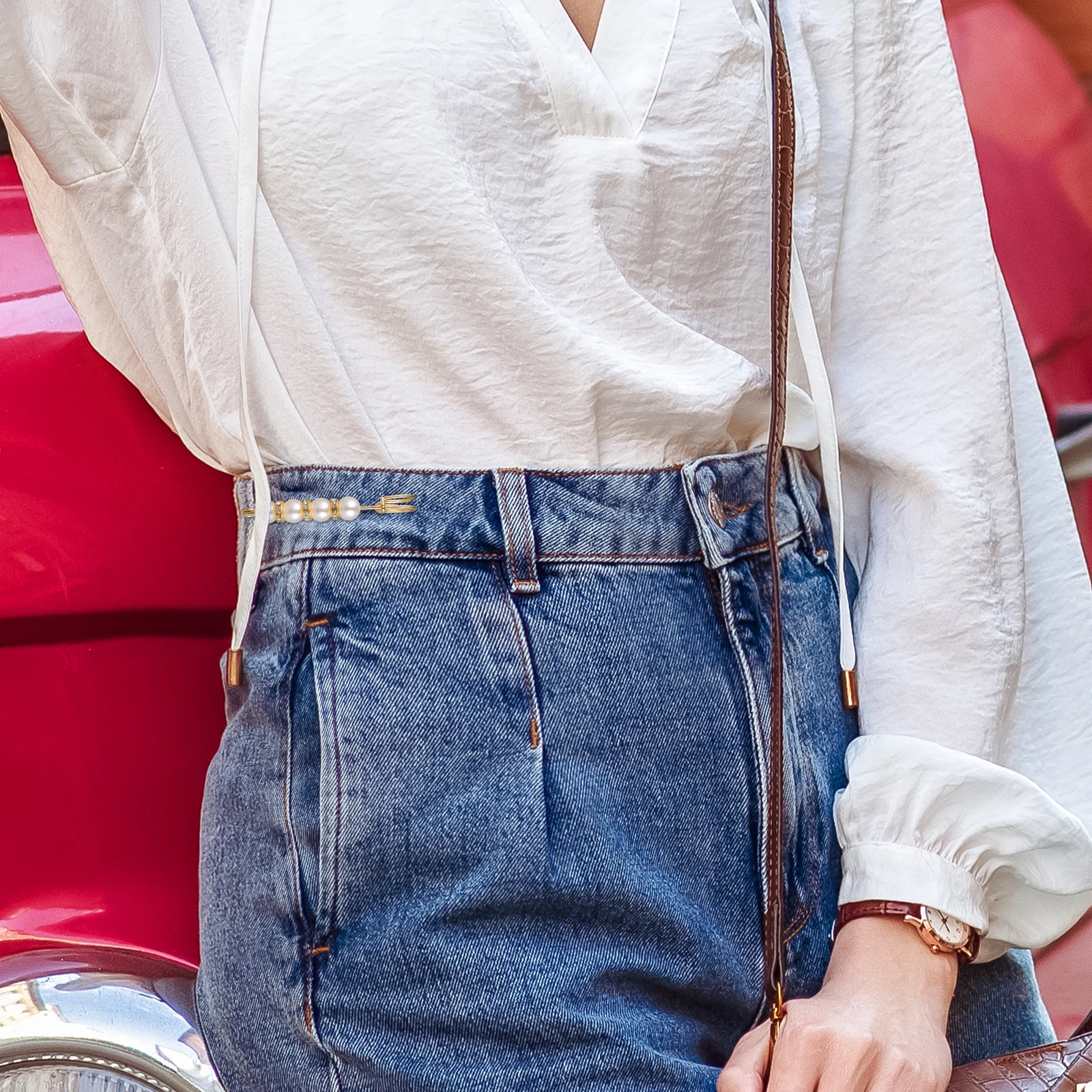 

10Pcs Chic Brooch Pins for Skirt Waist Design Trendy Rhinestone Clothes Decor Jacket Sweater Cardigan Clip Accessory