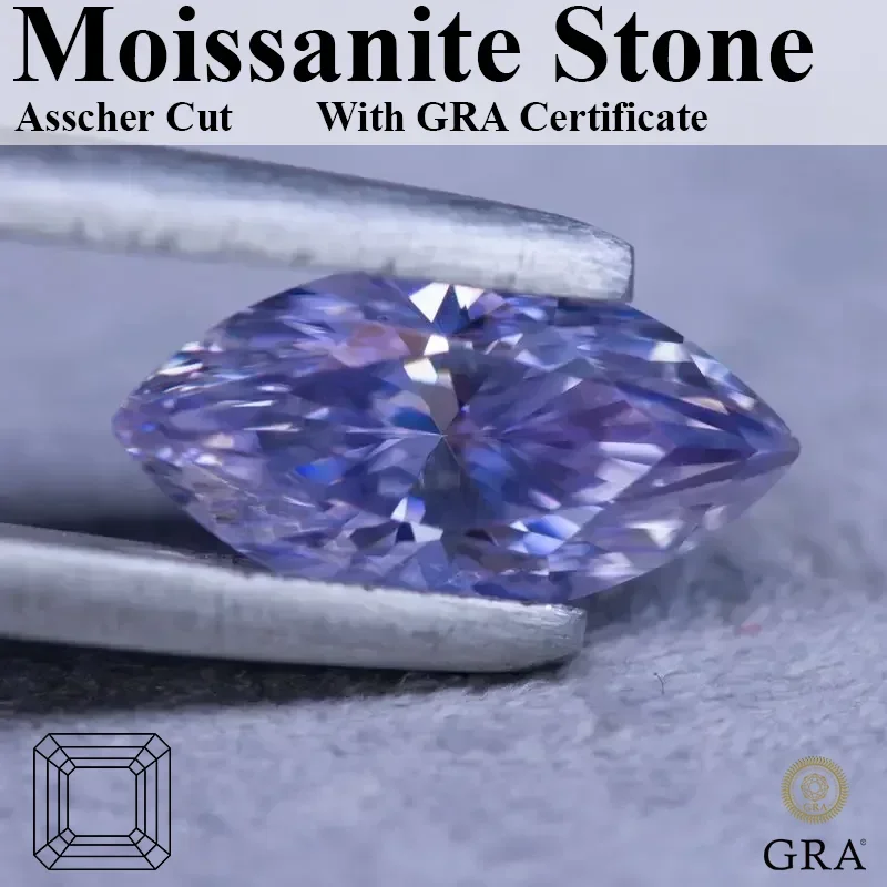 

Wholesale Moissanite stone Marquise Shape Lavender Color for Charms Jewelry Making DIY Ring Necklace Earrings Materials with Cer
