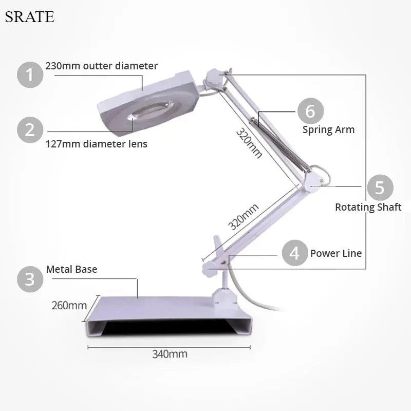 220V 40X Magnifier Desktop Folding Magnifying Glass LED with Lights for Jewelry Appraisal Testing and Repair Helping Hands Loupe