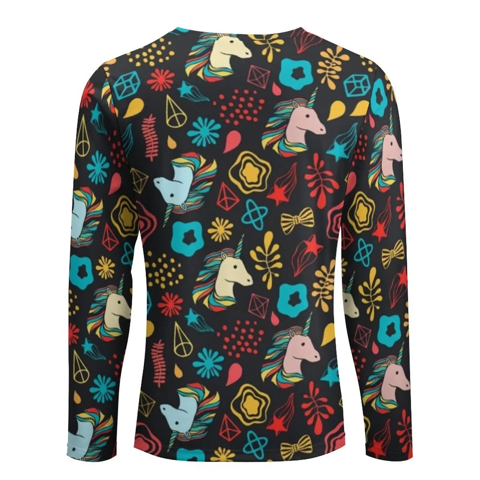 يونيكورن حزب تي شيرت لطيف الحيوان طباعة العصرية تي شيرت مع جيب كم طويل الجرافيك قمم الربيع مضحك المتضخم أعلى المحملات #3