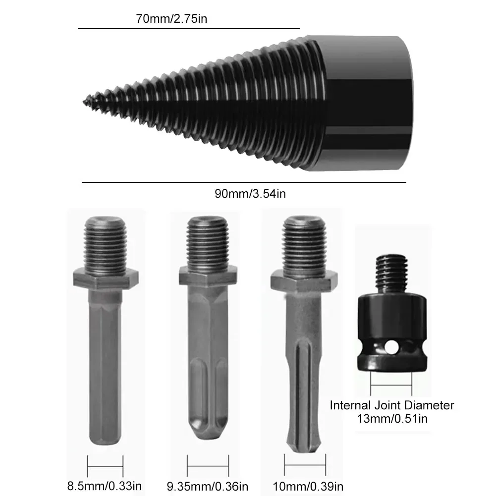 32/42/50mm Firewood Splitting Drill Bit Wood Splitter Round/Hex/Square Shank Wood Cone Reamer Punch Screw Driver Drill Bit