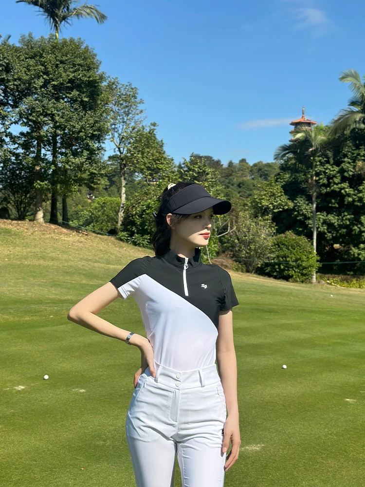 2024 SG Golf Clothing Women Spring and Summer Zipper Short-sleeved Tops High Waist Flared Trousers Golf Sports Slim Suits Women