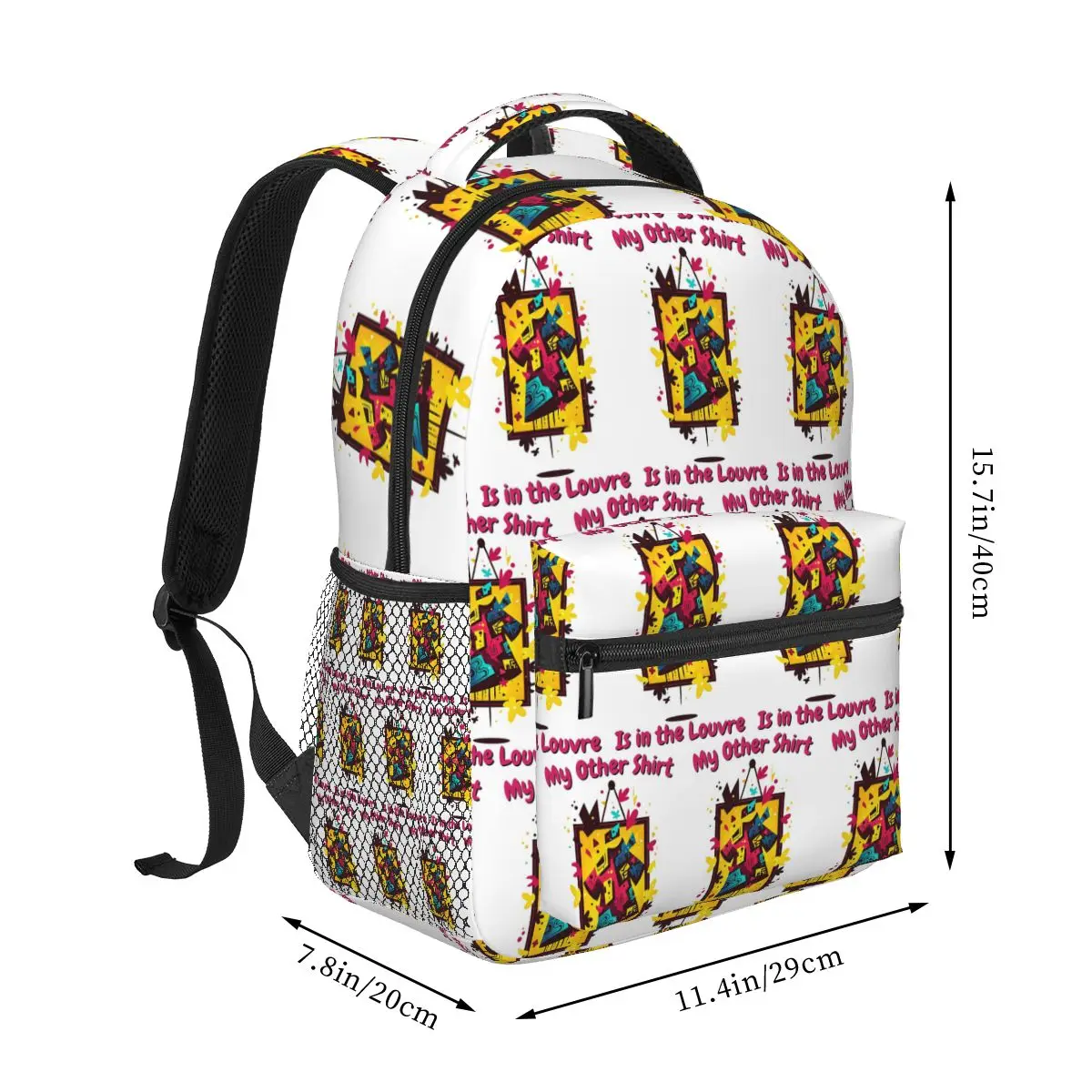 قميص My Other Is In The Louvre حقيبة ظهر رائجة البيع Daypack سعة كبيرة للأولاد والبنات حقيبة كتب مدرسية حقائب كتف للرجال والنساء