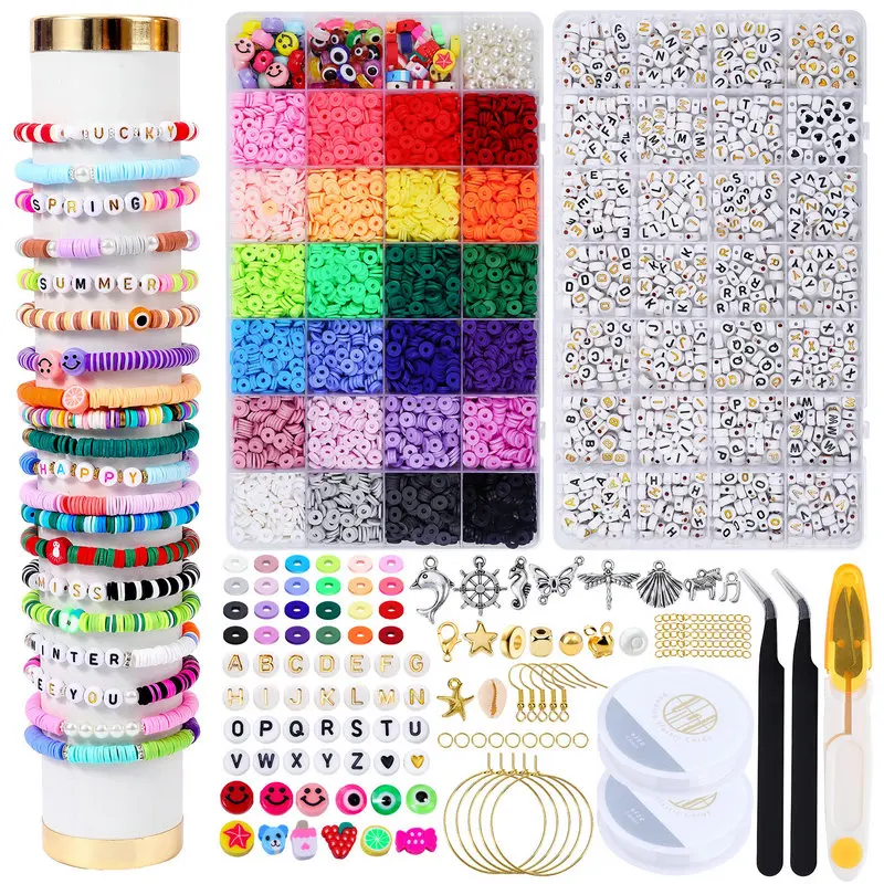 

2 Boxes Jewelry Making Kit Beads for Bracelets Glass Pony Seed Letter Alphabet DIY Art Craft Bead Kit Set for Women Girls