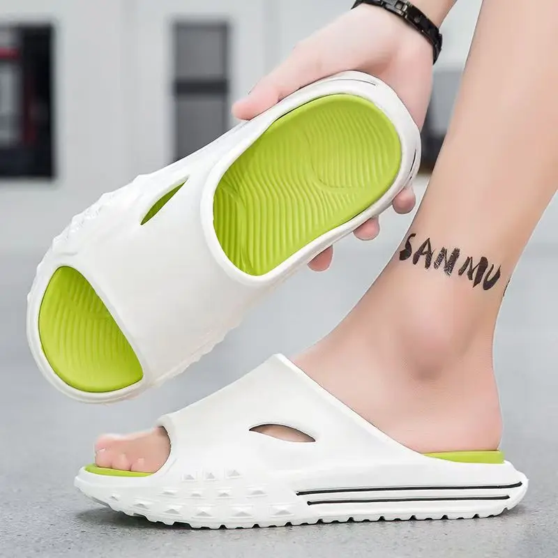 Novedad de verano, zapatillas de una palabra para hombre, suela gruesa, antiolor, antideslizantes, Zapatillas de casa ligeras, zapatillas de playa al aire libre, zapatillas de baño