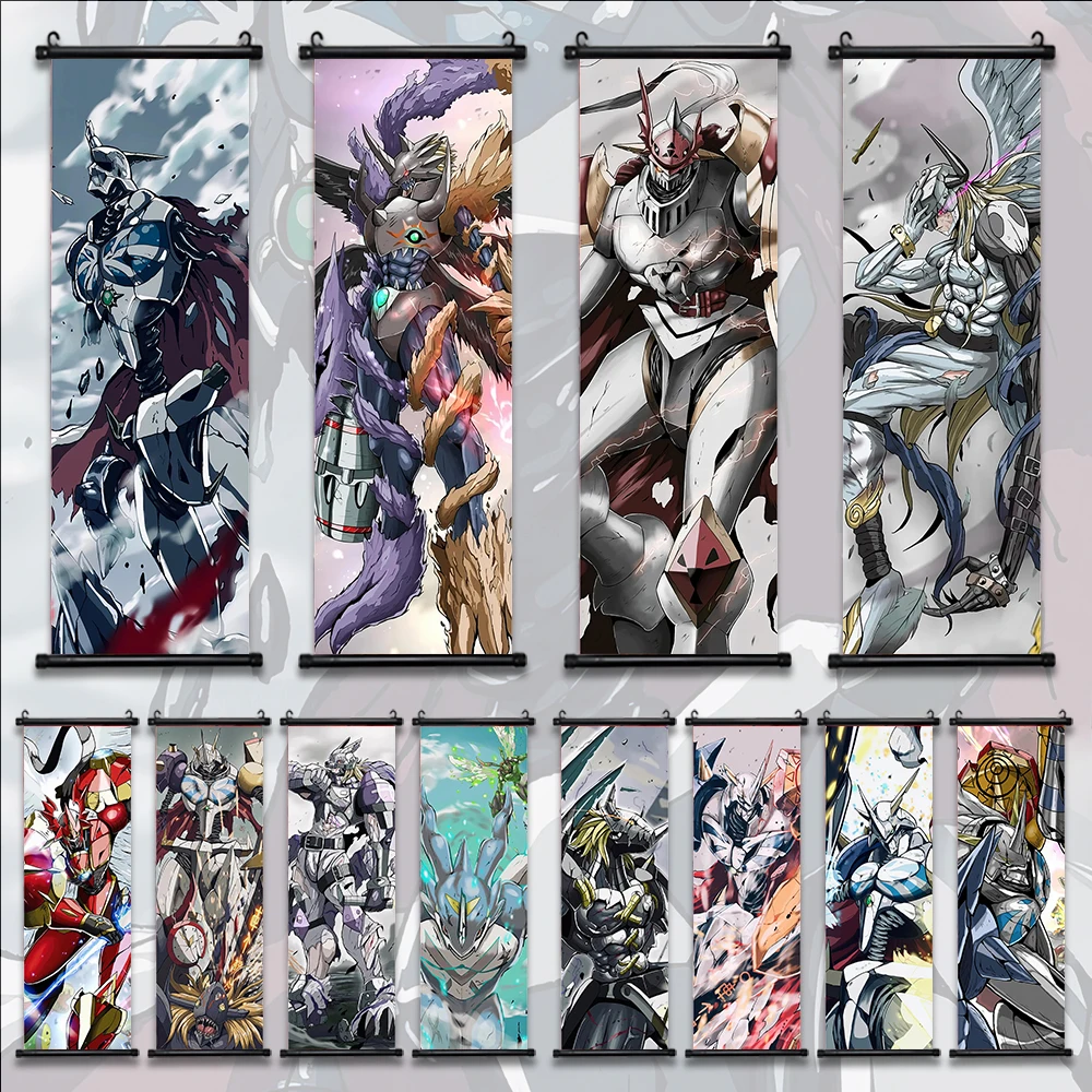 

Digimon Scroll Canvas Wall Poster Artwork Home Decor Modern Creative Wall Hanging Living Room Bedroom Design Painting Decorative