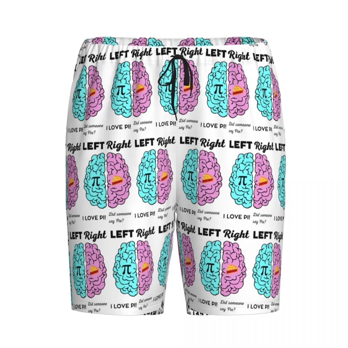 Custom Left Right Brain Hemisphere Pi Pie Math Joke Shorts Sleeping Pants Men Pajama Pants Lounge Sleep Sleepwear Bottoms