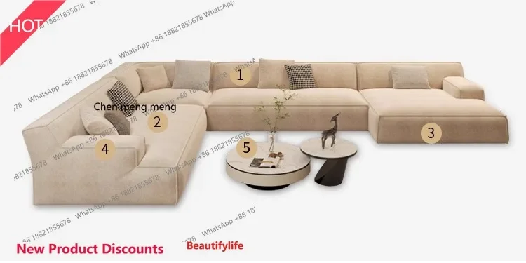 P32 Minimalist, household matte fabric living room simple large flat sofa combination