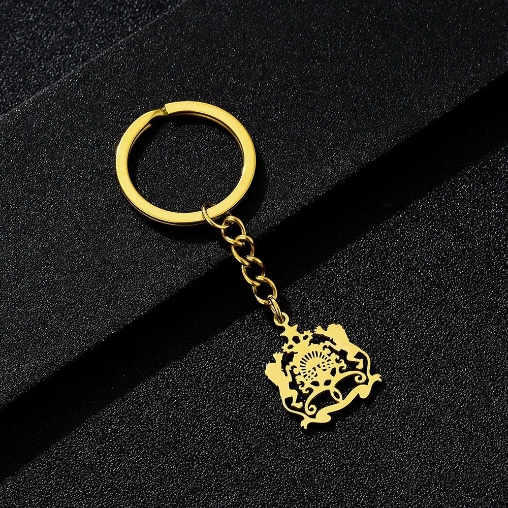 2025 Hot Selling Stainless Steel Moroccan Emblem Pendant Keychain Patriotic National Style Jewelry Accessories