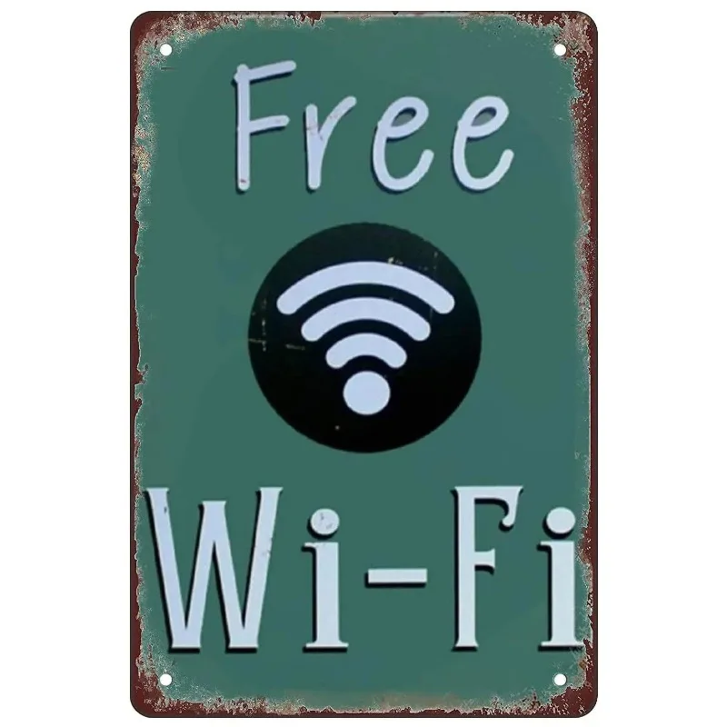 Retro Free Wifi No Smoking Washing Room Metal Tin Signs Vintage Posters for Game Room Bar Man Cave Cafe Home Wall Decor Gift