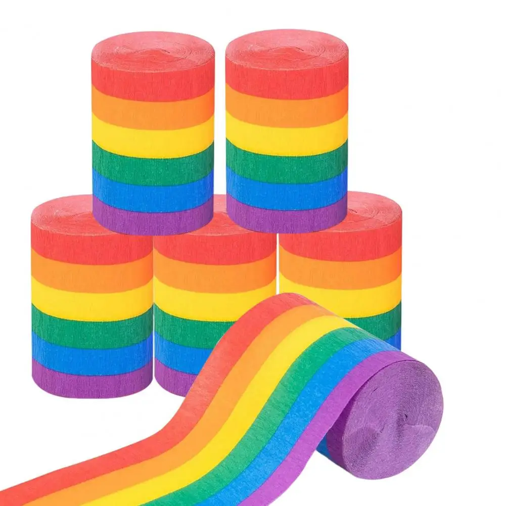 

32ft Rainbow Crepe Paper Streamers Colourful Crepe Paper Roll for Birthday Party Baby Shower Ceremony Festivals Decoration
