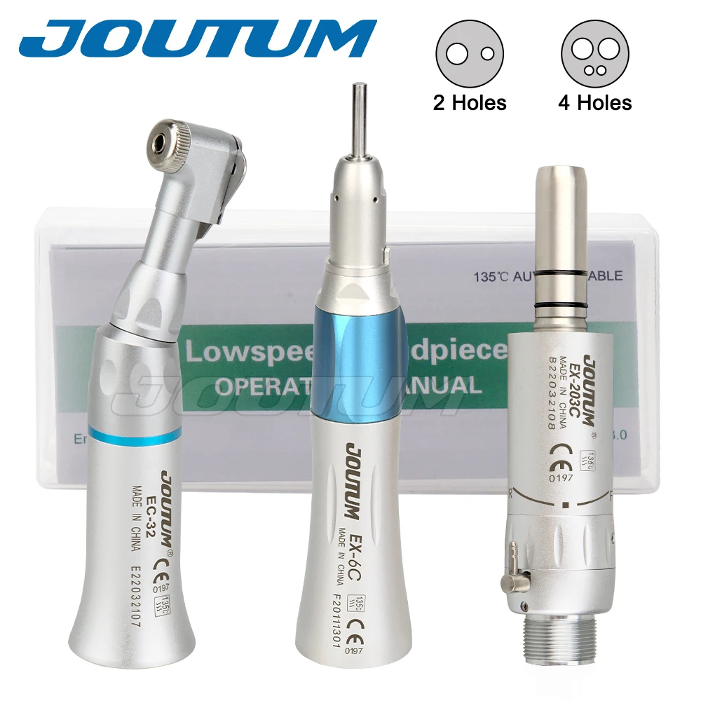 Dental Low Speed Handpiece Kits 203C 2/4 Hole Air Motor Contra Angle Straight Handpiece Dentists Equipment Tools