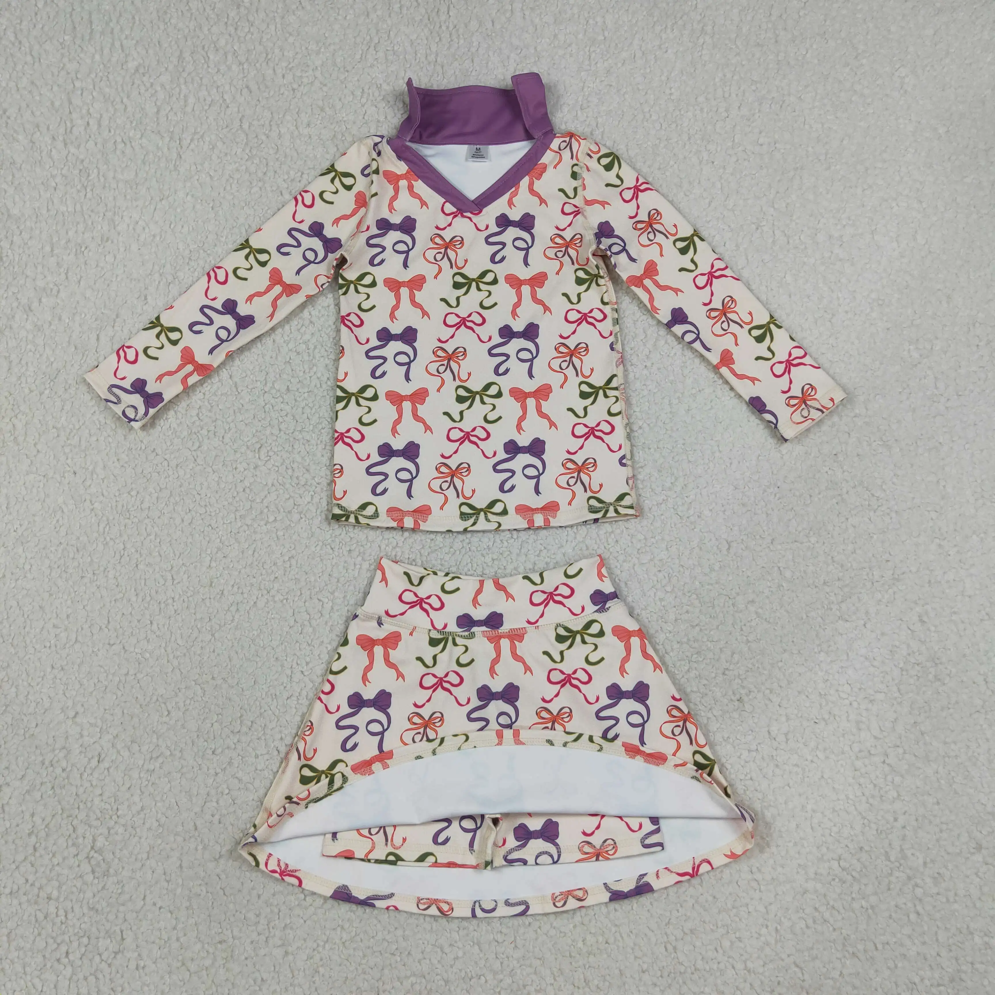 Wholesale Toddler Bows Shirt Skirt Shorts Kids Halloween Set Athletic Baby Girl Yoga Active Breathable Clothing